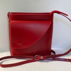 Elegant Red Leather Crossbody Bag